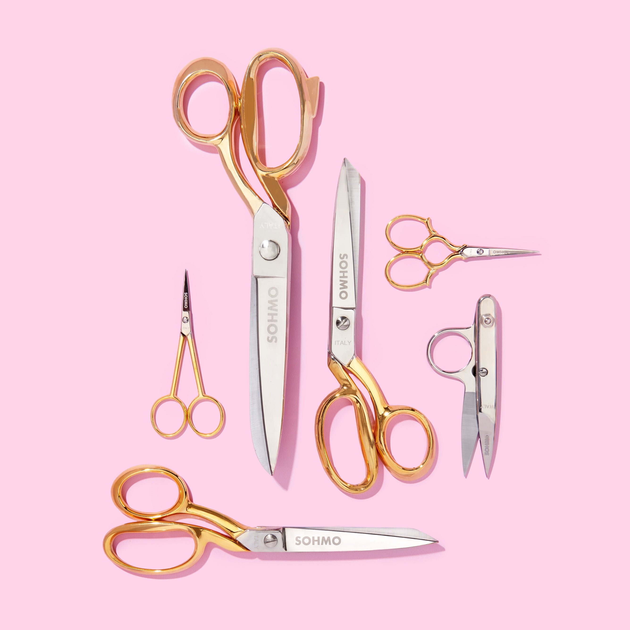 Gold fabric scissors and embroidery scissors