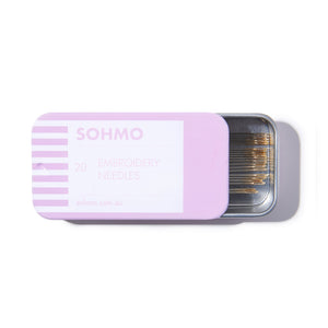 SOHMO Embroidery Needles in pink tin