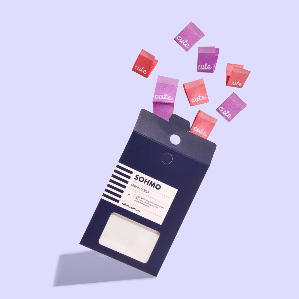 A pack of SOHMO 'cute' sew-in clothing labels