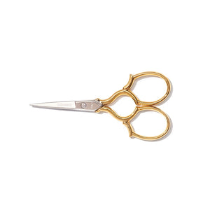 Small gold handled embroidery scissors with ornate handles